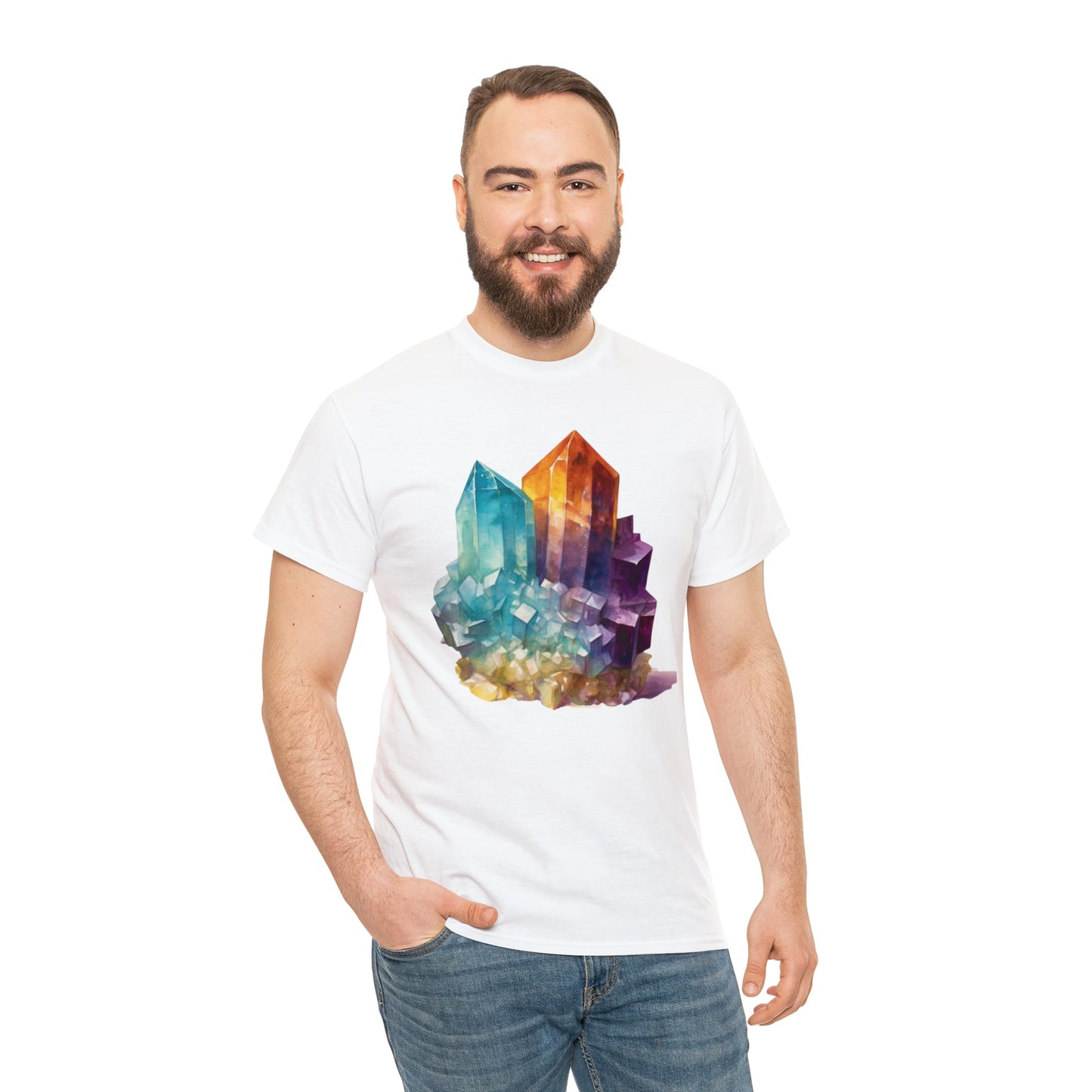 Watercolor Crystal art Unisex Heavy Cotton Tee Daddy N Daughter Gemstones