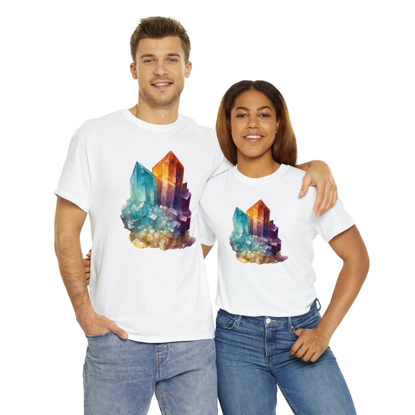 Watercolor Crystal art Unisex Heavy Cotton Tee Daddy N Daughter Gemstones