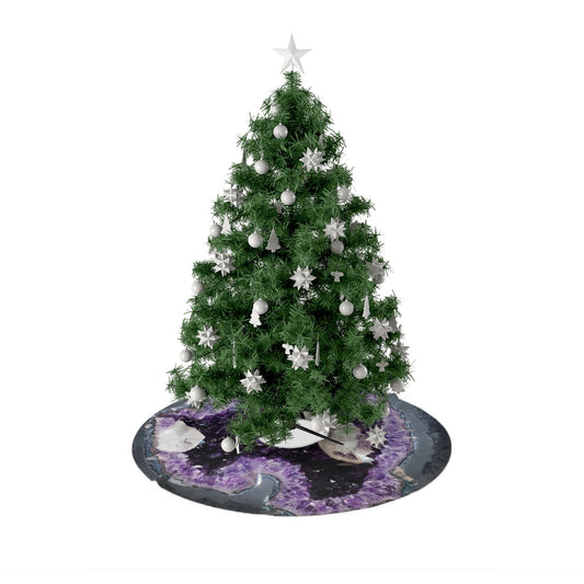 Amethyst geode, crystal, geode, amethyst crystal Christmas Tree Skirts Daddy N Daughter Gemstones 