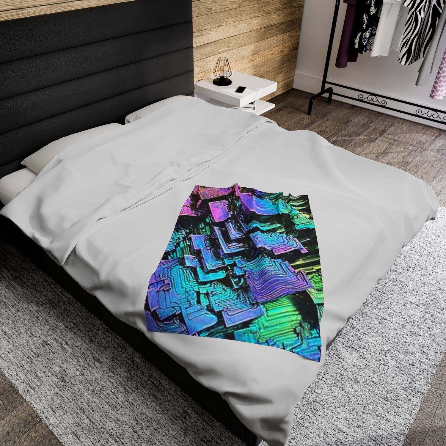 Bismuth blanket, crystal, Bismuth, crystal blanket, Bismuth art, crystal art, Velveteen Plush Blanket Daddy N Daughter Gemstones 