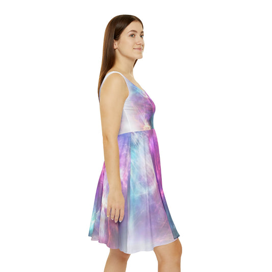 Cotton candy Color burst Women's Skater Dress (AOP) Daddy N Daughter Gemstones 