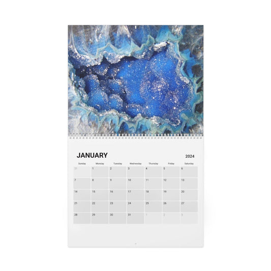 Crystal calendar, amethyst, agate, rhodochrosite, malachite, Calendar (2024) Daddy N Daughter Gemstones 