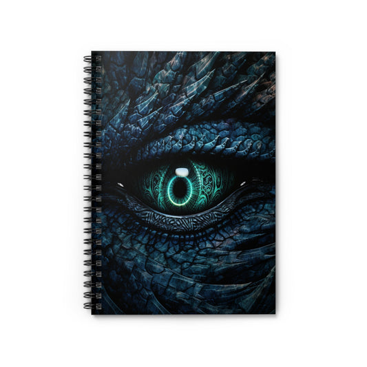 Dragon eye, mythology, dragon, mythical, blue dragon, mythical creature, Spiral Notebook - Ruled Line Daddy N Daughter Gemstones 