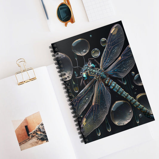 Dragonfly raindrops Spiral Notebook - Ruled Line Daddy N Daughter Gemstones 