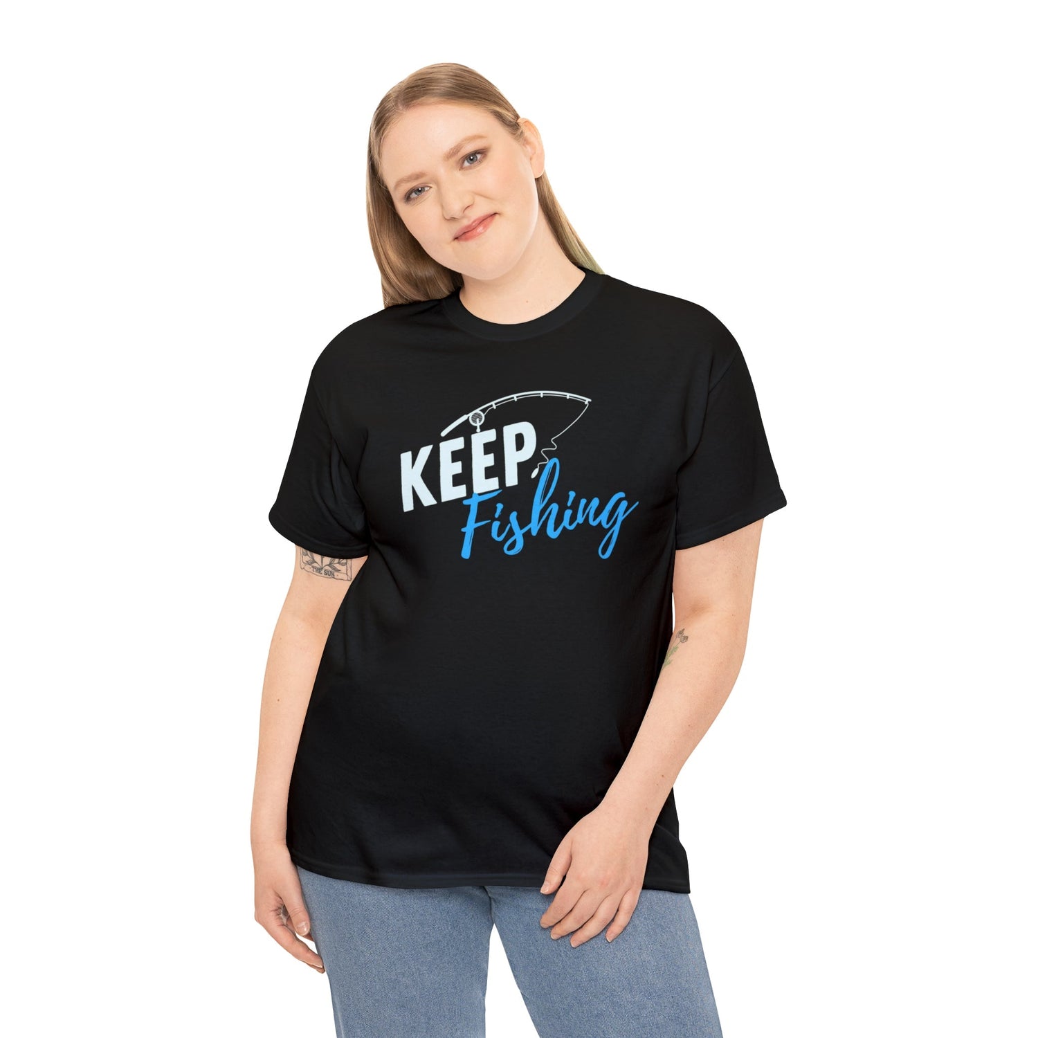Fishing shirt, keep fishing, Unisex fishing Heavy Cotton Tee Daddy N Daughter Gemstones 