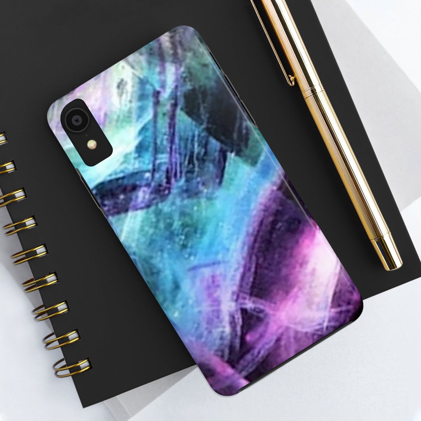 Fluorite phone case, Fluorite art, crystal art, rainbow Fluorite, crystalphone case, Tough Phone Cases Daddy N Daughter Gemstones 