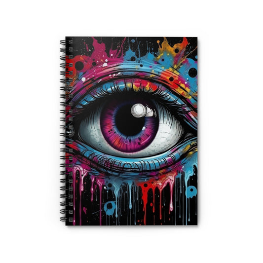 Graffiti eye, spray paint art, eyeball, street art, colorful Graffiti art, Spiral Notebook - Ruled Line Daddy N Daughter Gemstones 