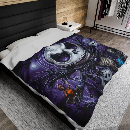 Jack Skellington, nightmare before Christmas, graffiti art, jack Velveteen Plush Blanket Daddy N Daughter Gemstones 