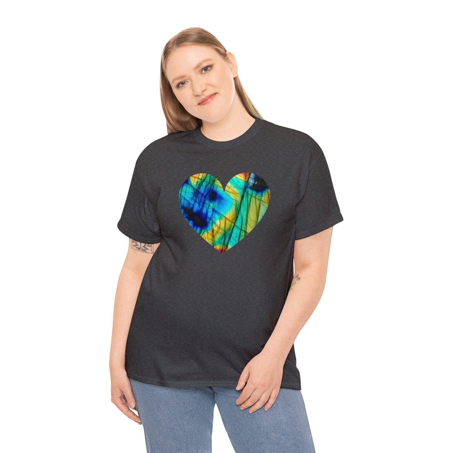 Labradorite crystal t-shirt, crystal art, labradorite art, Heavy Cotton Tee Daddy N Daughter Gemstones 
