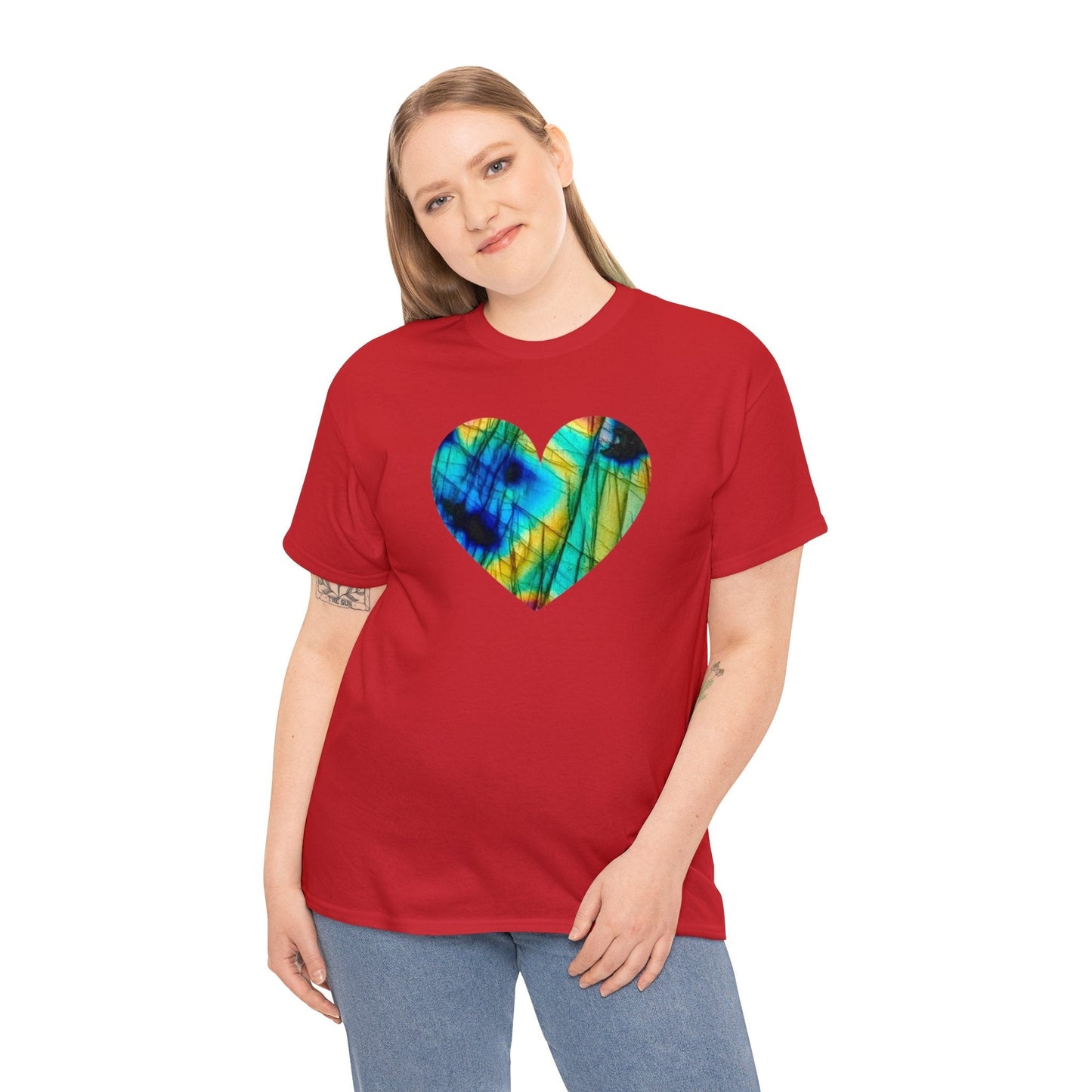 Labradorite crystal t-shirt, crystal art, labradorite art, Heavy Cotton Tee Daddy N Daughter Gemstones 