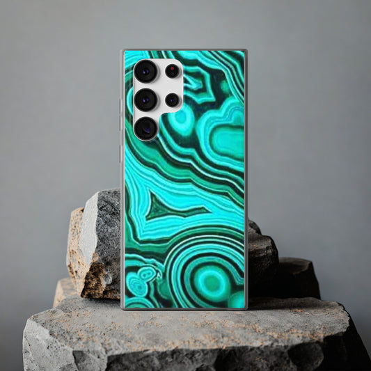 Malachite chrysocolla phone case, crystal, crystal art, malachite art, malachite crystal, Flexi Cases Daddy N Daughter Gemstones 