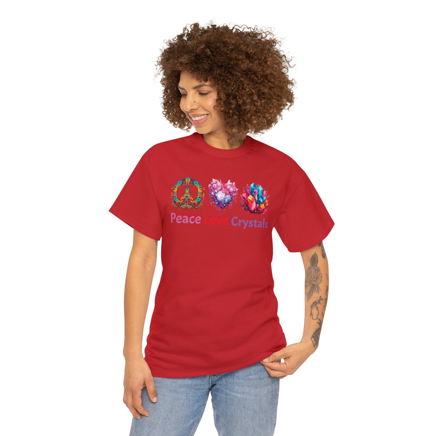 Peace love crystals crystal shirt, peace love shirt crystal lover Heavy Cotton Tee Daddy N Daughter Gemstones 