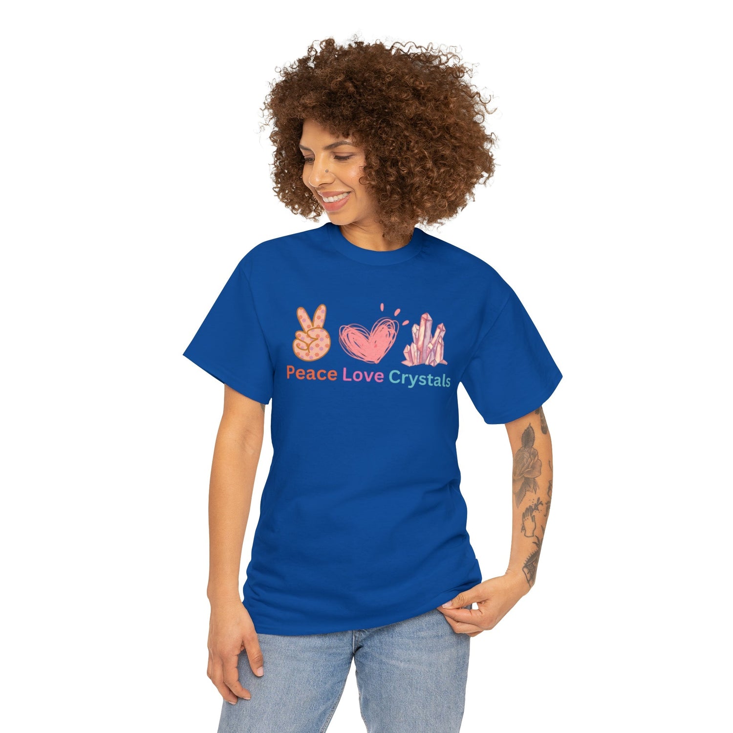 Peace love crystals crystal shirt, peace love shirt crystal lover Heavy Cotton Tee Daddy N Daughter Gemstones 