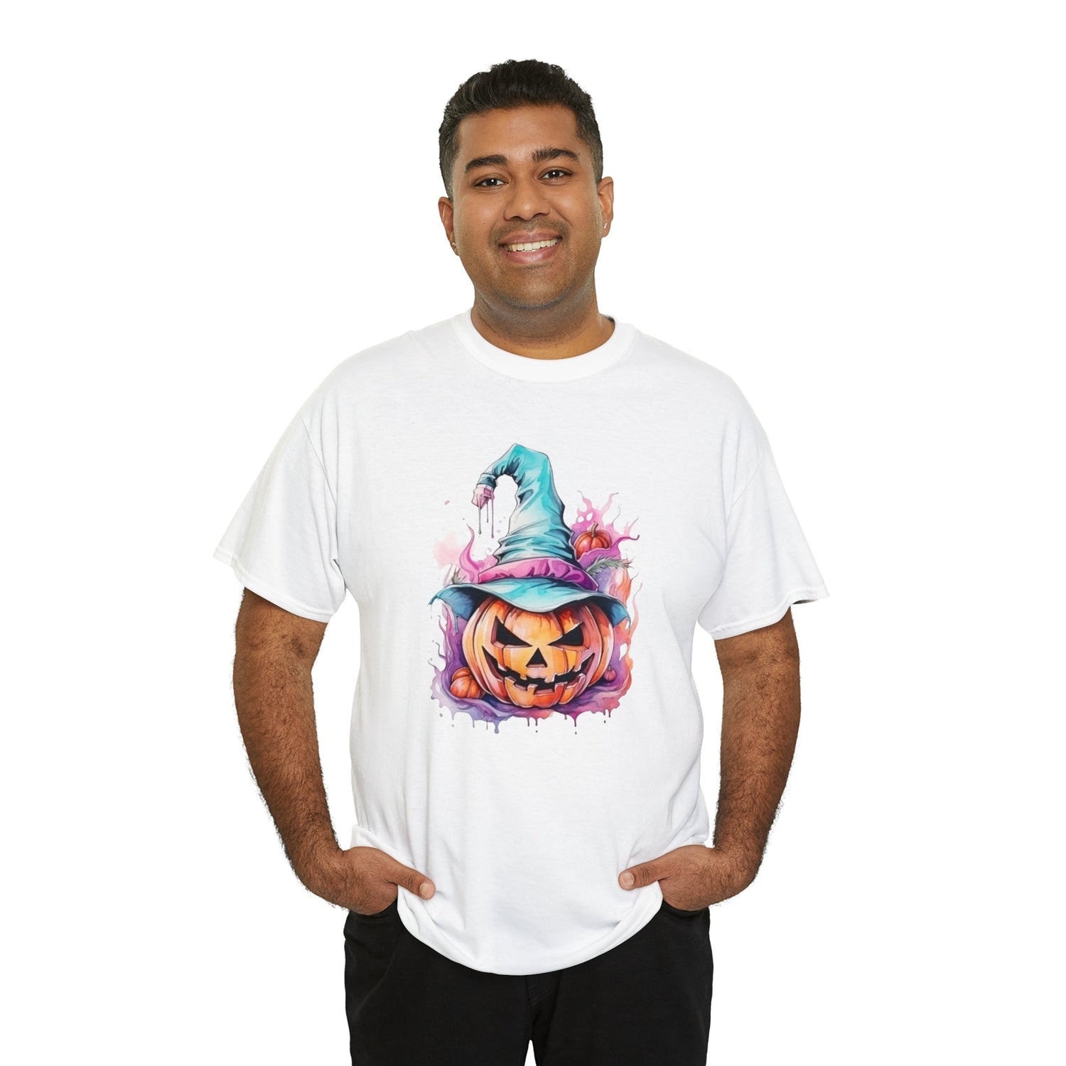 Pumpkin watercolor halloween Unisex Heavy Cotton Tee Daddy N Daughter Gemstones 