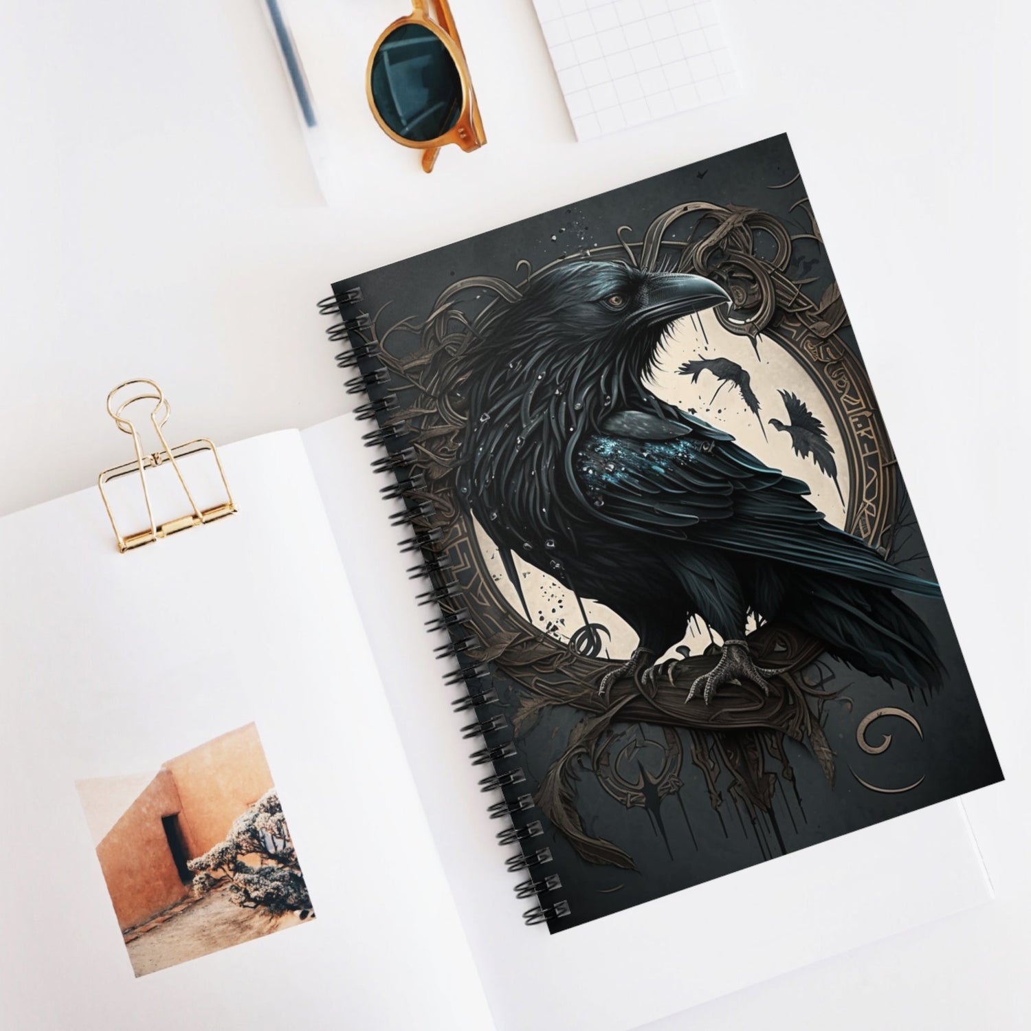 Raven Spiral Notebook - Ruled Line Daddy N Daughter Gemstones 