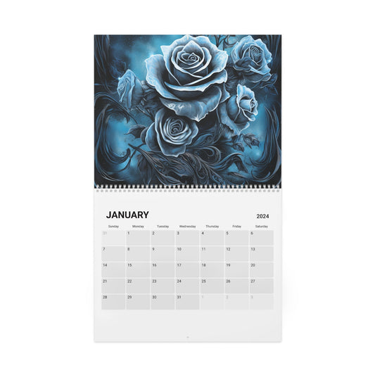 Roses 2024 calendar, rose art, floral, flower, Calendar (2024) Daddy N Daughter Gemstones 