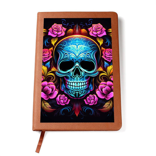 Skull and roses Graphic Leather Journal Daddy N Daughter Gemstones 