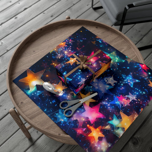 Star colorful stars birthday holiday Gift Wrap Papers Daddy N Daughter Gemstones 