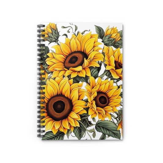 Sunflower, floral, flower beautiful Sunflower, Spiral Notebook - Ruled Line Daddy N Daughter Gemstones 