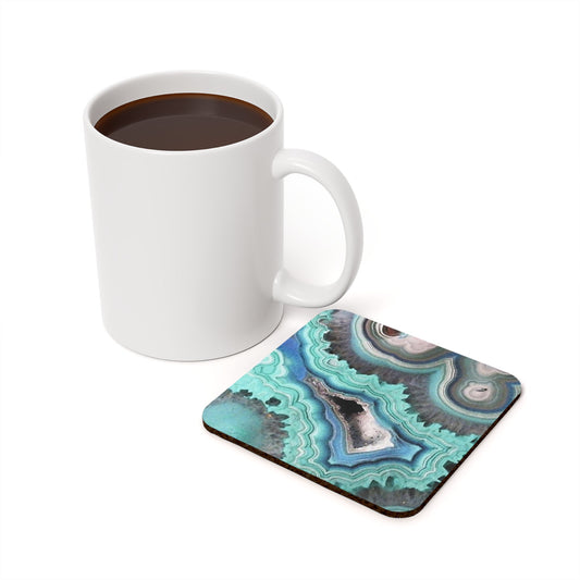 Teal agate Cork Back Coaster Daddy N Daughter Gemstones 