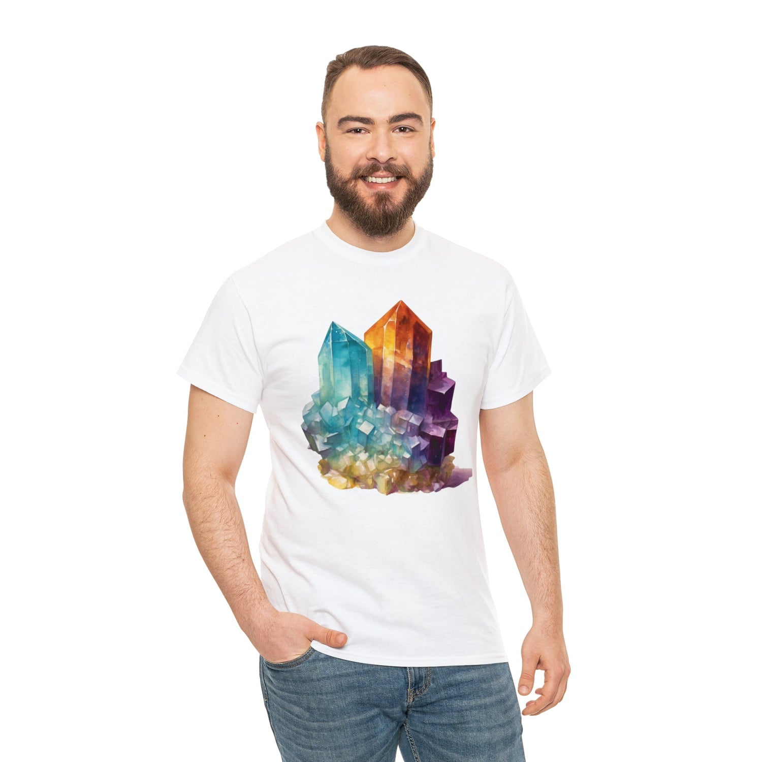 Watercolor Crystal art Unisex Heavy Cotton Tee Daddy N Daughter Gemstones 