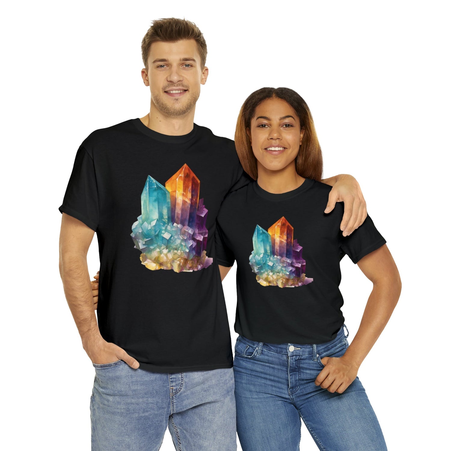 Watercolor Crystal art Unisex Heavy Cotton Tee Daddy N Daughter Gemstones 
